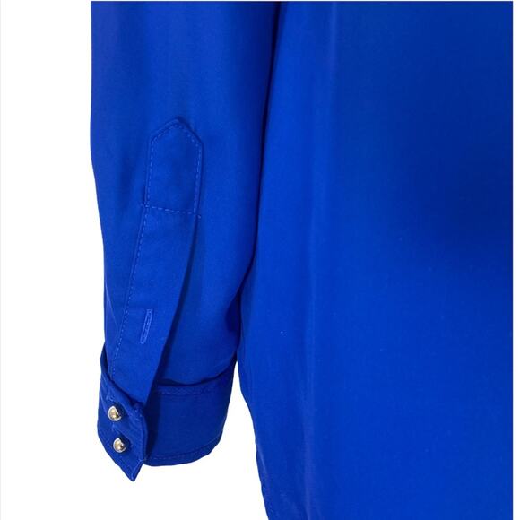 NY Collection blue crepe blouse women’s oversize small loose fit button up top - Picture 7 of 7